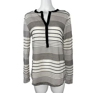 NWT Anthropologie Sanctuary Stripe Tunic Top Pullover Shirt White Black Roll Tab